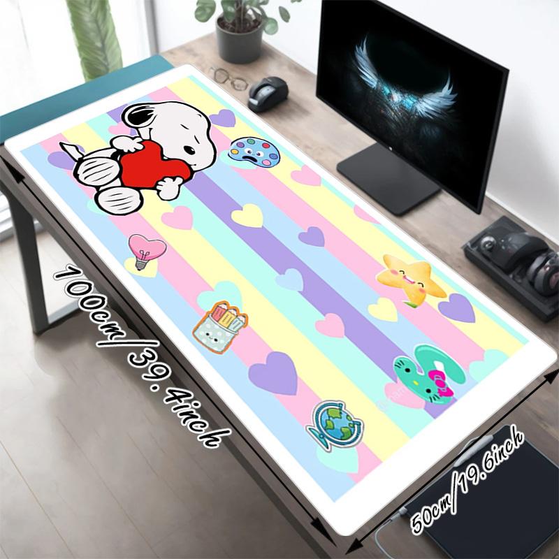 Snoopy Love Xl Gaming Mouse Pad Nonslip Rubber Base Stitched Edge Waterproof Desk Mat For Pc Laptop Gamer Office Computer Accessories C929863