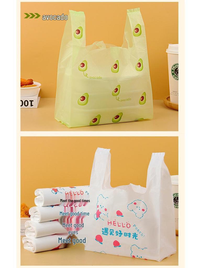 Kolorowa Torba Jednorazowa na Wynos dla Stoiska Cherry Street i do Użytku Komercyjnego na Owoce.