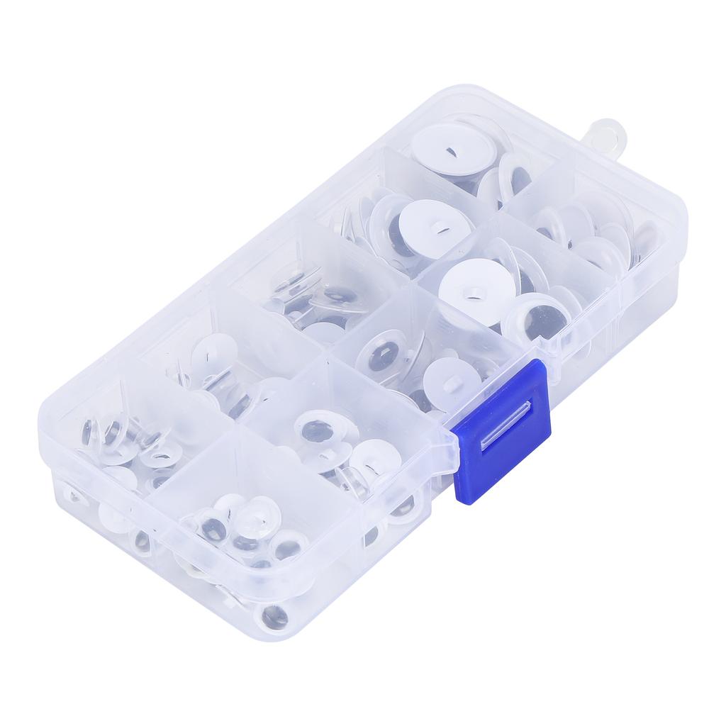 100Pcs Sew On Plactic Eyes Movable Black and White Assorted Size Kids DIY Craft Making Material