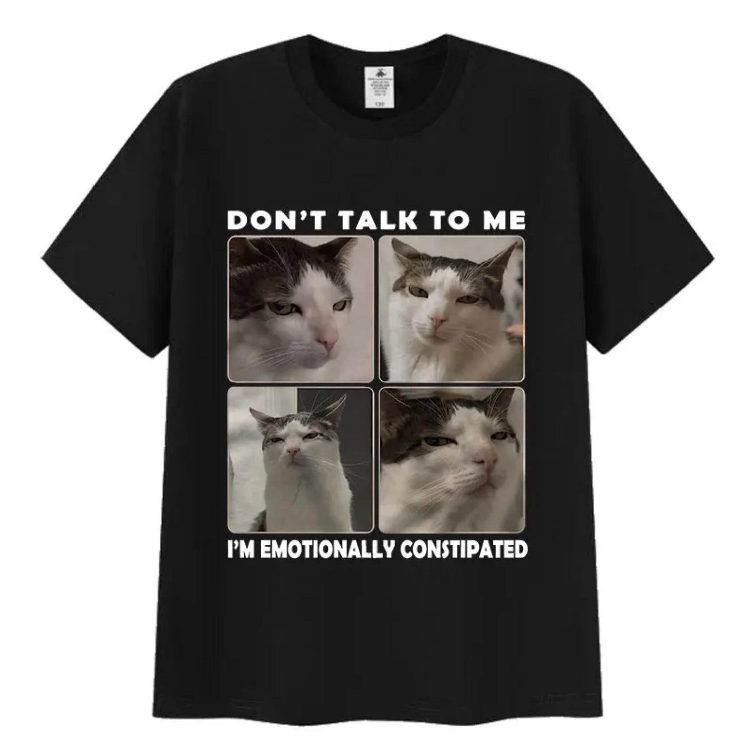 

Funny Dont Talk To Me Cat Graphic T Shirt Men s Women High Quality Fashion Retro T-shirts Man Casual Cotton Short Sleeve T-shirt S чёрный