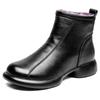Winter new leather wool short boots warm and thickened medium mother shoes comfortable and foot fur integrated women's cotton shoes