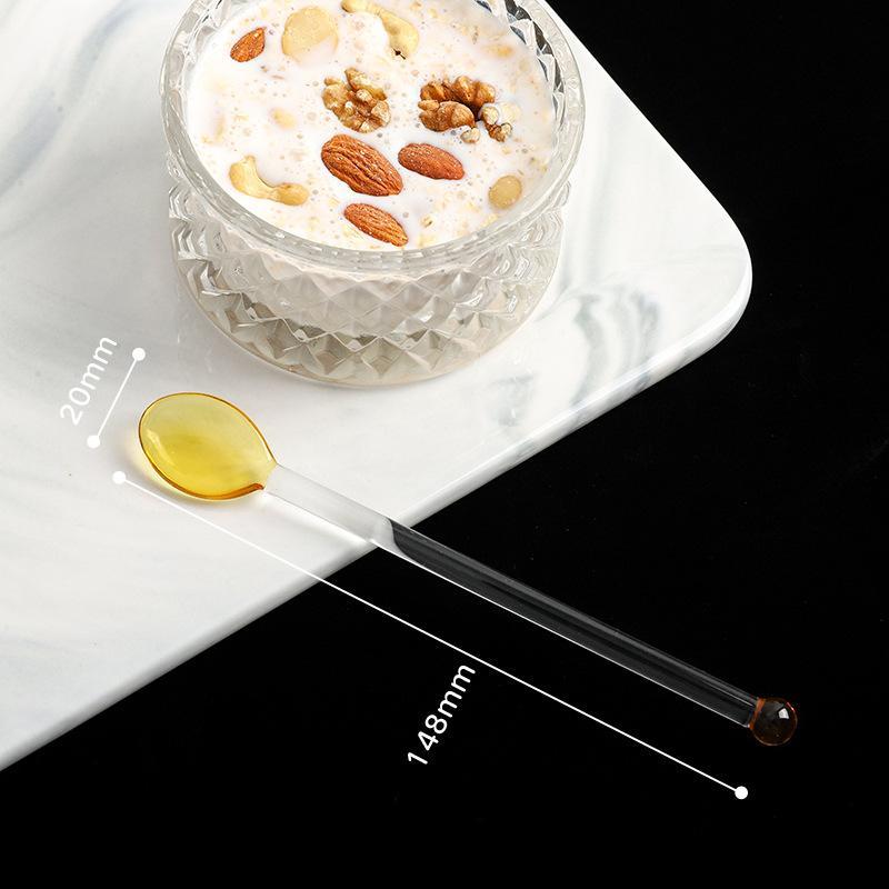 Glas-Rührlöffel Langer Griff Transparent Bunt Hitzebeständig für Kaffee Milchtee Zuhause Restaurant Catering-Bedarf