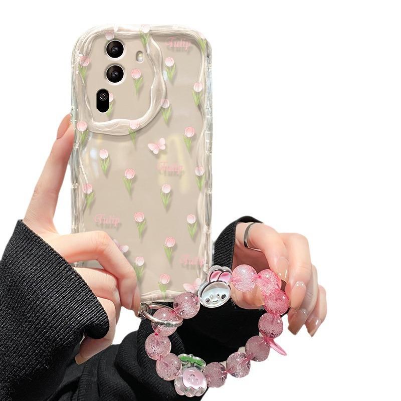 Applicable To Apple 15 Mobile Phone Case IPhone 14/13promax Full Screen Tulip Bracelet 12/11 Transparent Silicone Xs