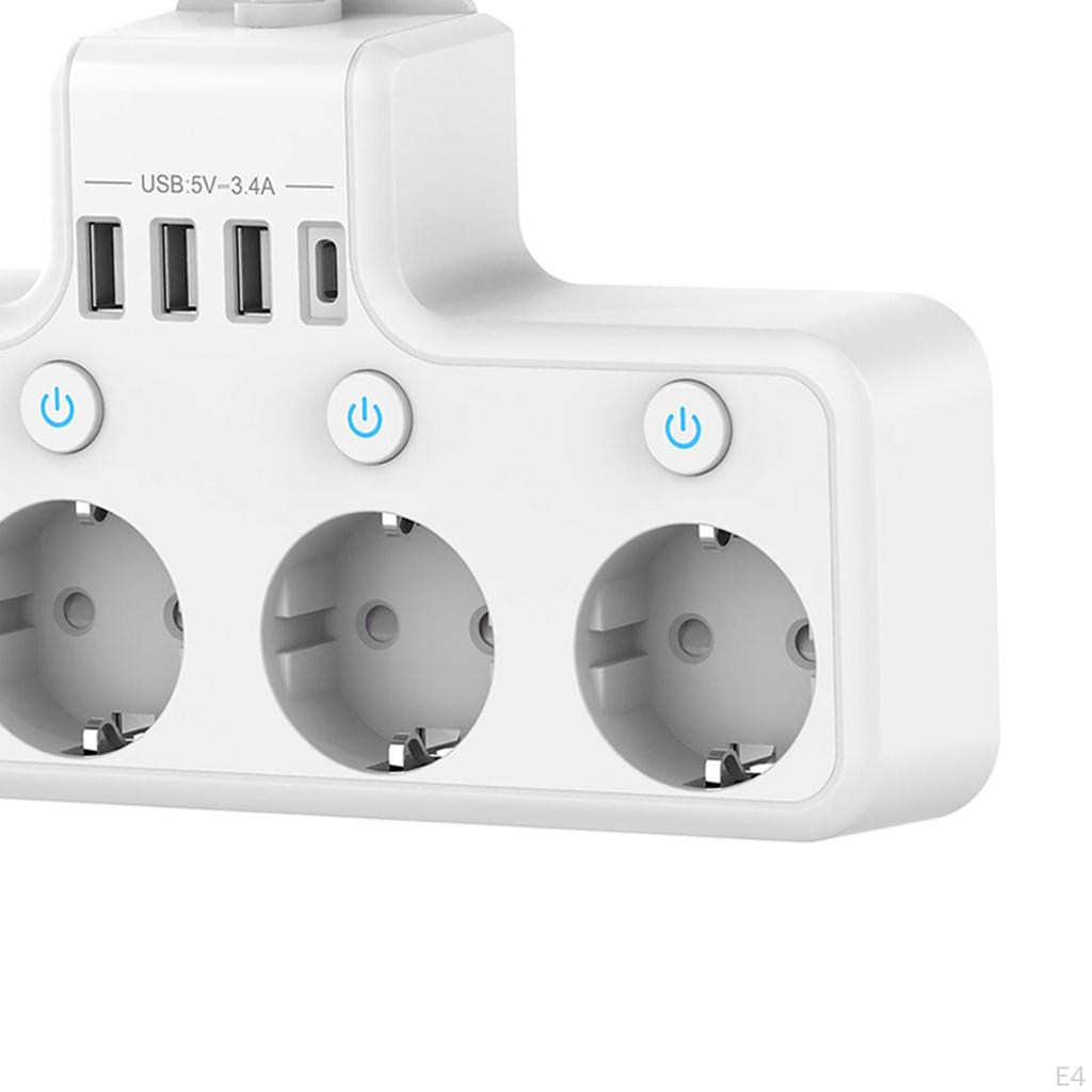 EU Plug Outlet Power Strip Wall Socket Expansion for Office Travel Home Black