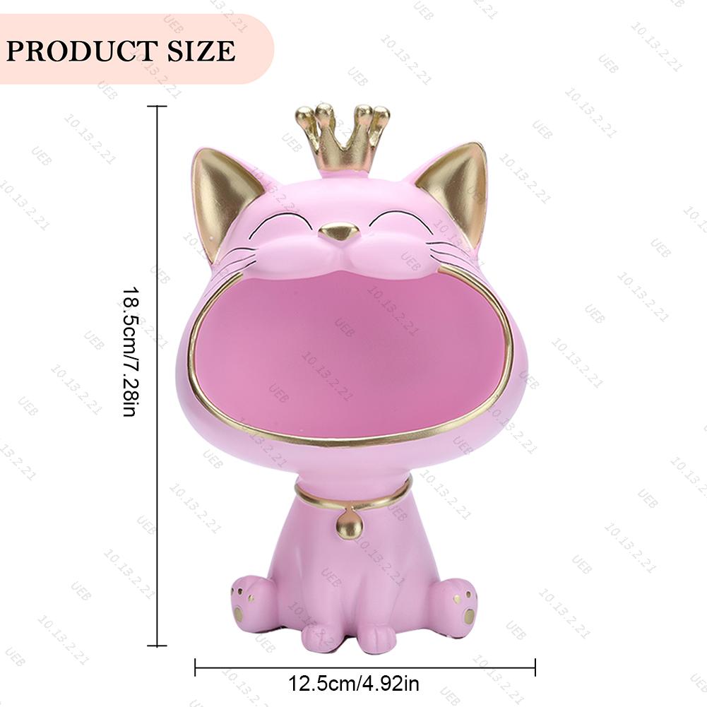 NEW Fortune Crown Big Mouth Cat Entrance Key Storage Tray Decorative Ornament, Light Luxury Housewarming Gift Sculpture
