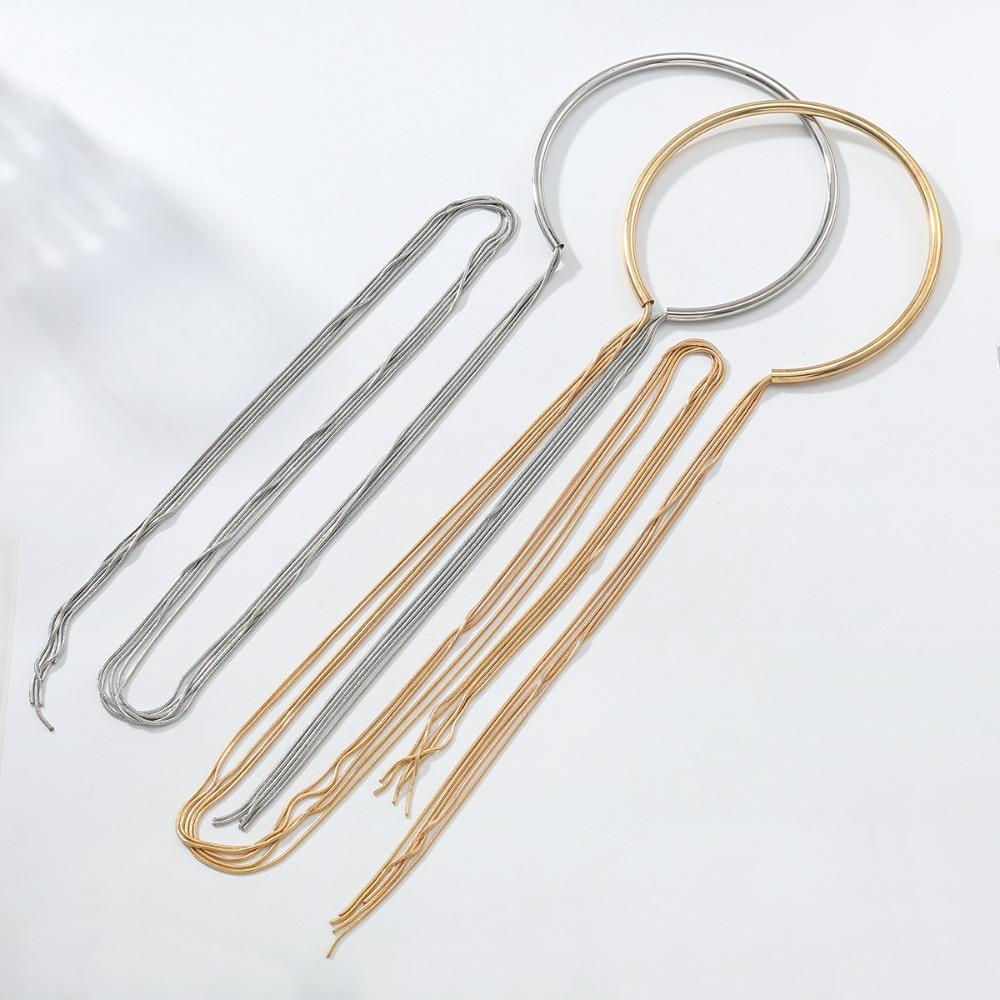 Gold Silver Tassel Necklace Alloy Long Chain Fashion Personalized Design Collar  Women