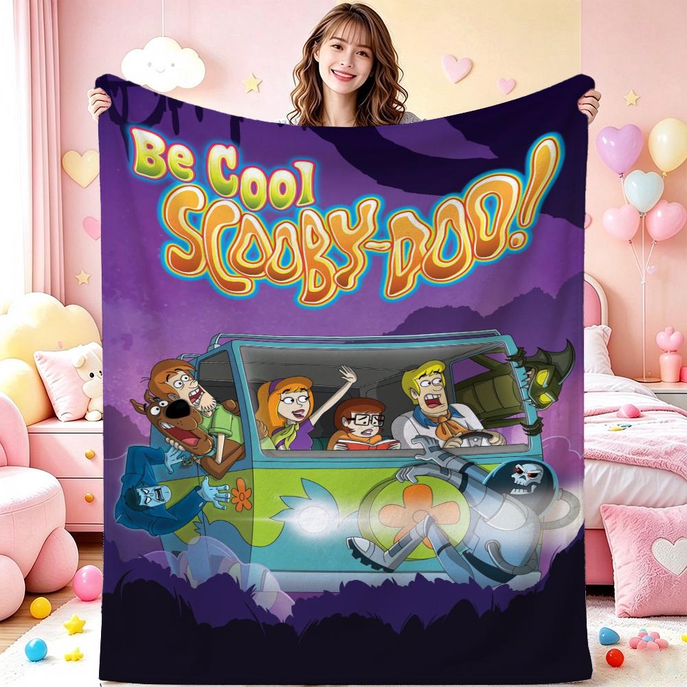 Cool Scooby Doo Flannel Printed Blanket Cozy Warm Fleece Blanket For Living Room Bedroom Gaming Room Lightweight Home Decor Valentine'S Day Gift