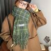 Nianke* Women's High-End Windproof Red Plaid Scarf - Imitation Cashmere, Warm & Stylish for New Year & Christmas 