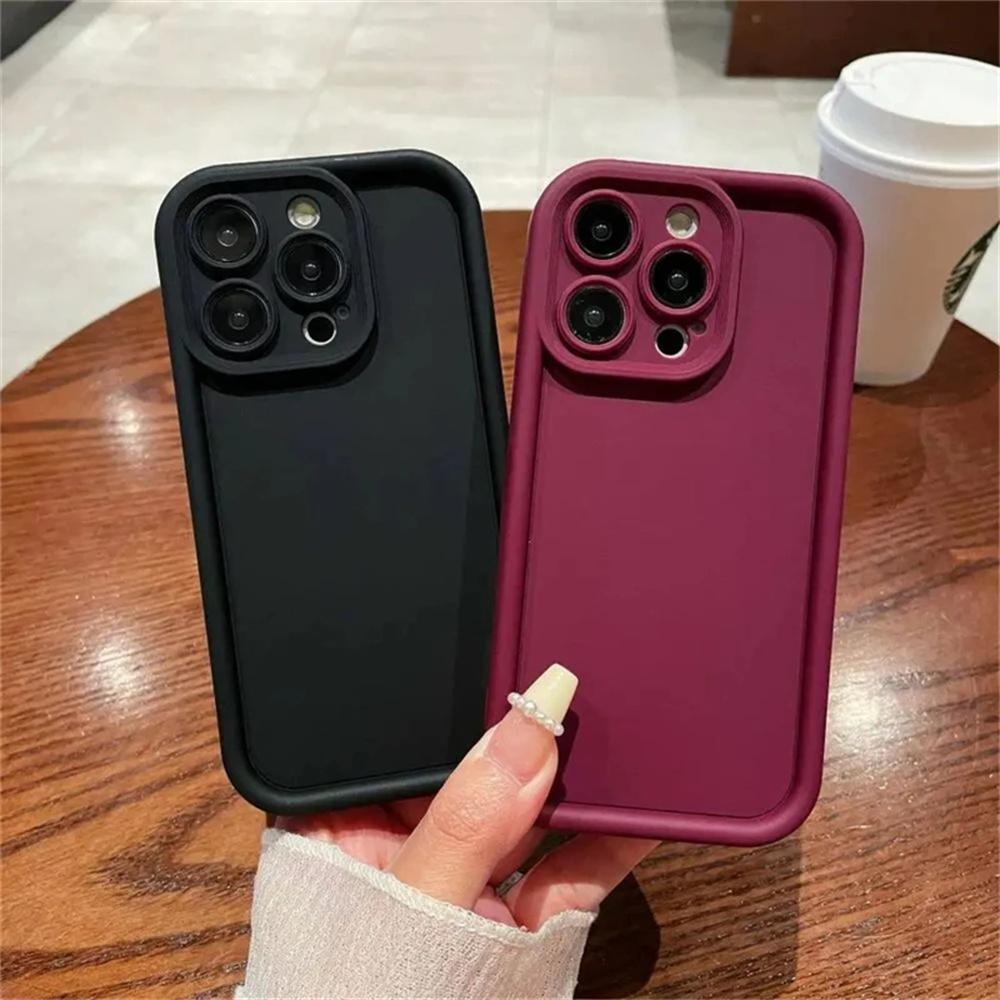 Camera protection Color Soft Phone Case For iPhone 11 12 13 14 15 16 Pro Max Plus mini X XR XS 7 8Plus Shockproof Bumper case