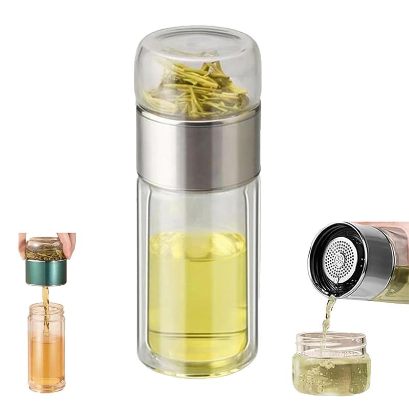 

500Ml/17Oz Tea Tumbler Tea Infuser Bottle Double Layer Glass Travel Tea Mug Loose Leaf Tea Strainer Tea Cup Glass Tumbler