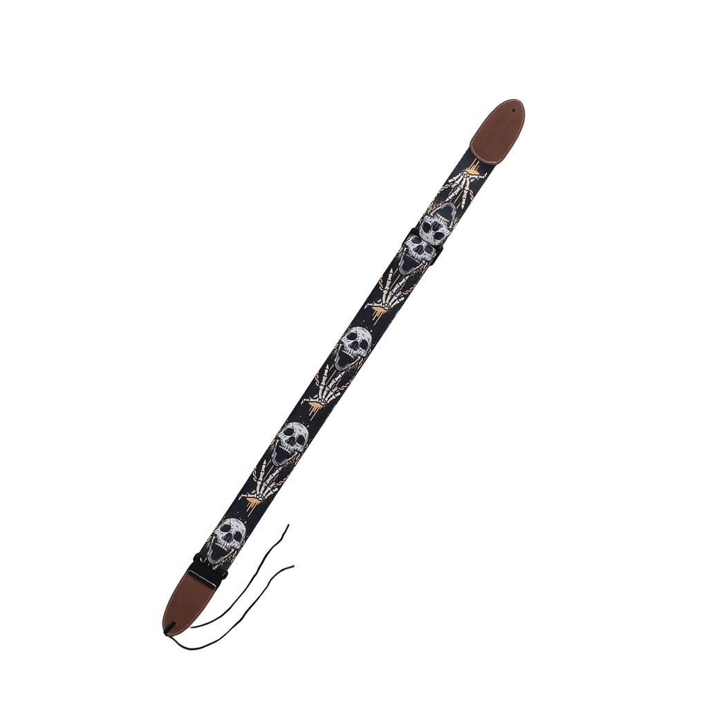 Guitar Strap Cool Skeleton Design Adjustable 2 Inches Wide Polyester Guitar Strap for Bass Electric