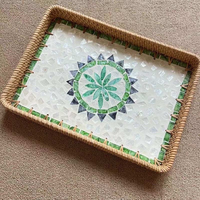 Bohemian Rattan Shell Tray