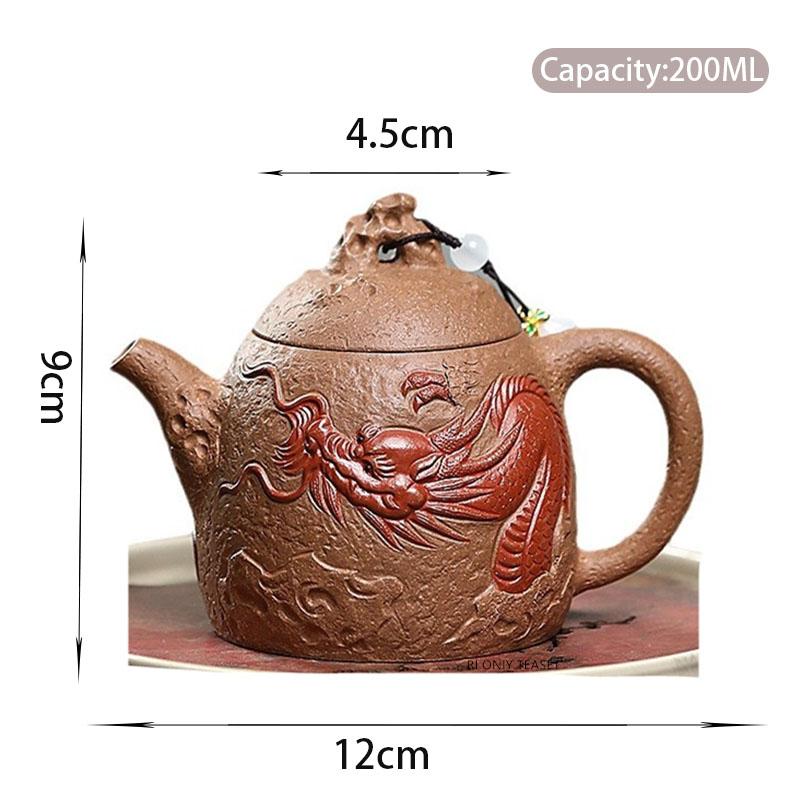 

200ml Yixing Purple Clay Teapots Creative Handmade Dragon Pattern Tea Pot Beauty Kettle Chinese Zisha Teaware Tea Ceremony Gifts
