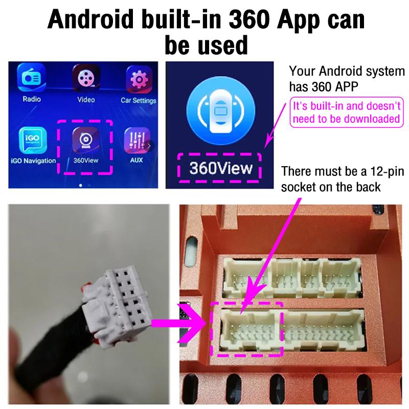 NEW Car 360 Panoramic System Camera for Android Multimedia Screen, Android Multimedia System with 360 APP Function