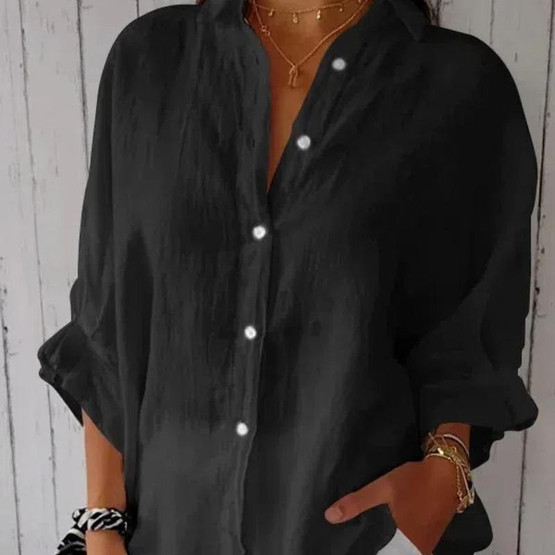 Spring New Cotton Linen Shirt with Back Tie Design, Women’s Casual Blouse