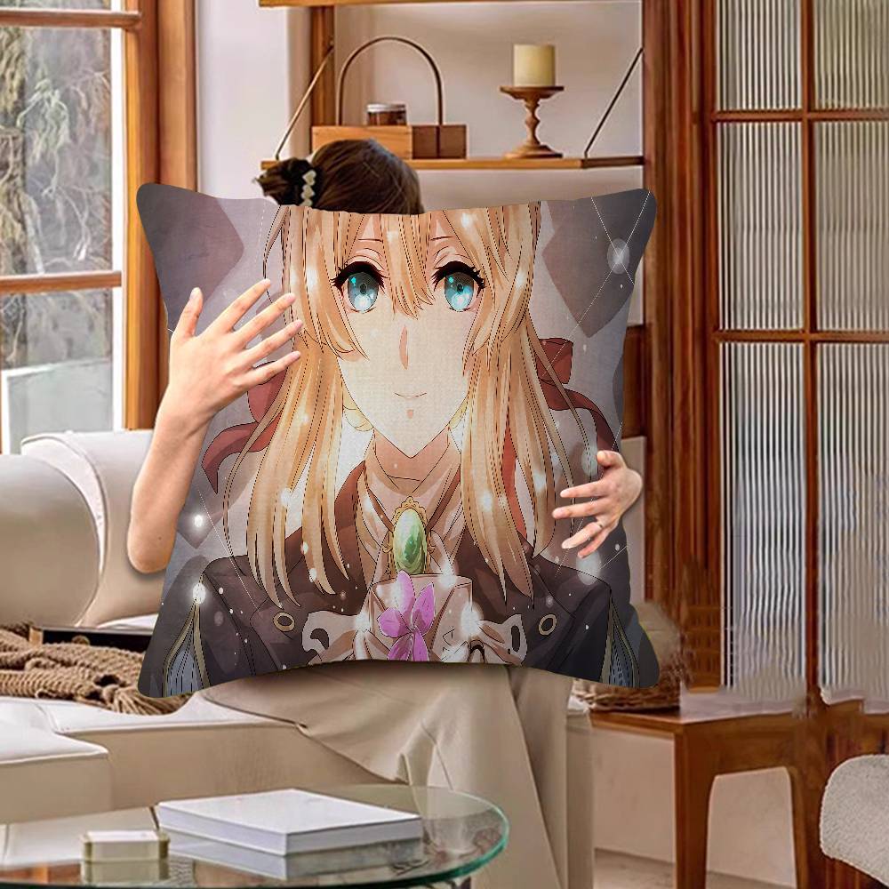 Anime Violet Evergarden Cushion Cover Inches Farmhouse Decor Home Throw Pillow Covers For Couch Decorations
