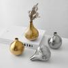 Creative Electroplated Gold Silver Spherical Ceramic Flower Vase Modern Living Room Dining Table Floral Arrangements Home Decor