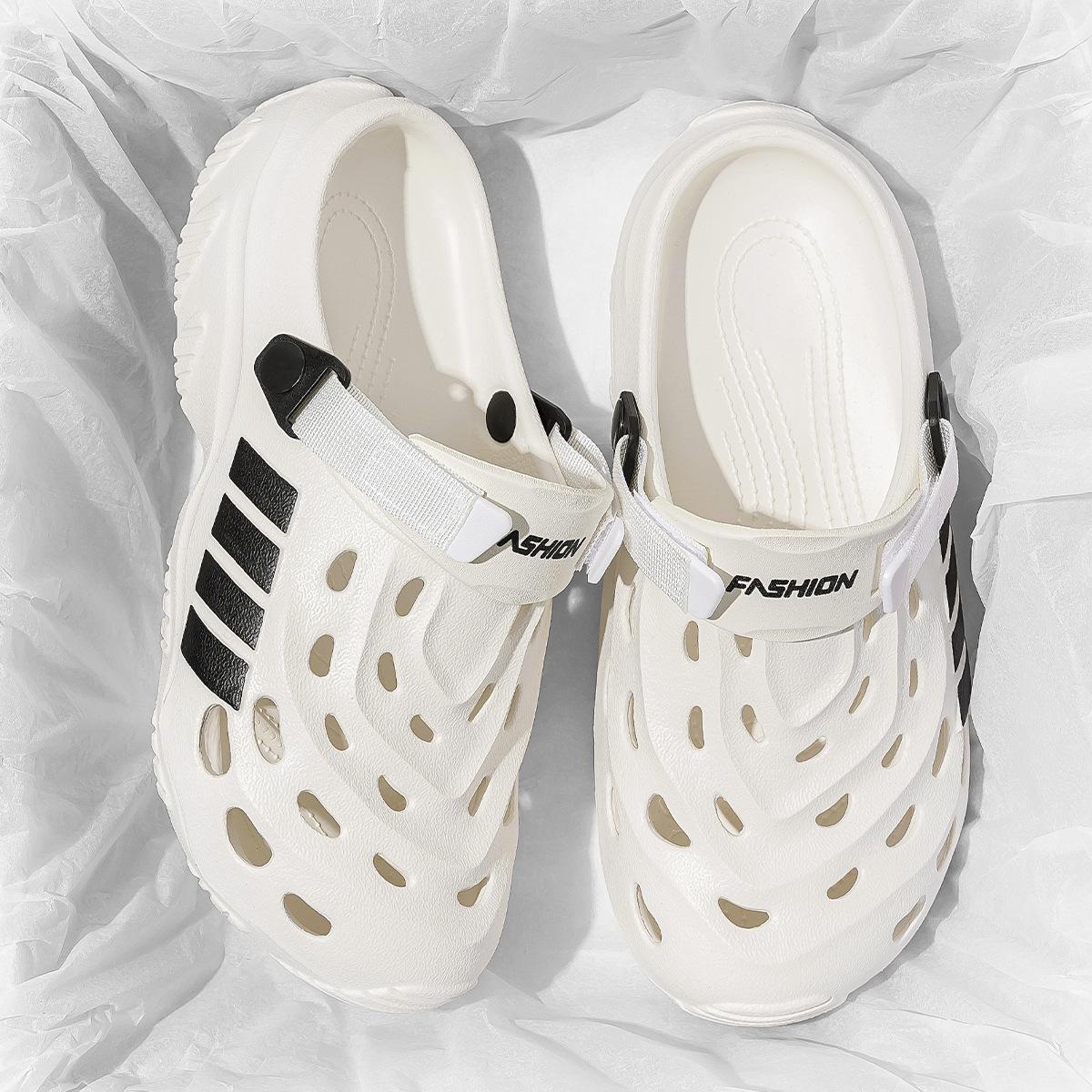 

Тапочки с дырками мужские 2025 новые летние нескользящая толстая подошва для дома, ванной комнаты, бани, общежития 40-41 [Suitable for sizes 39-40]