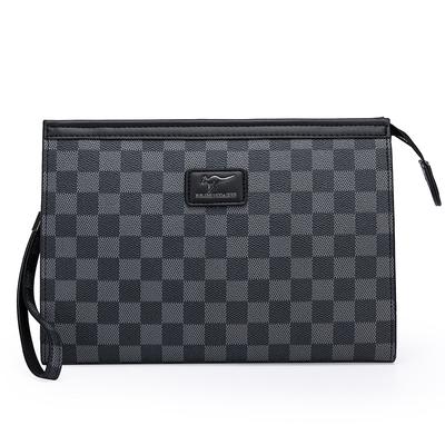 JYL Laptop bag,Men Clutch High Grade Business Casual Large Handbag Grid Pattern Bag
