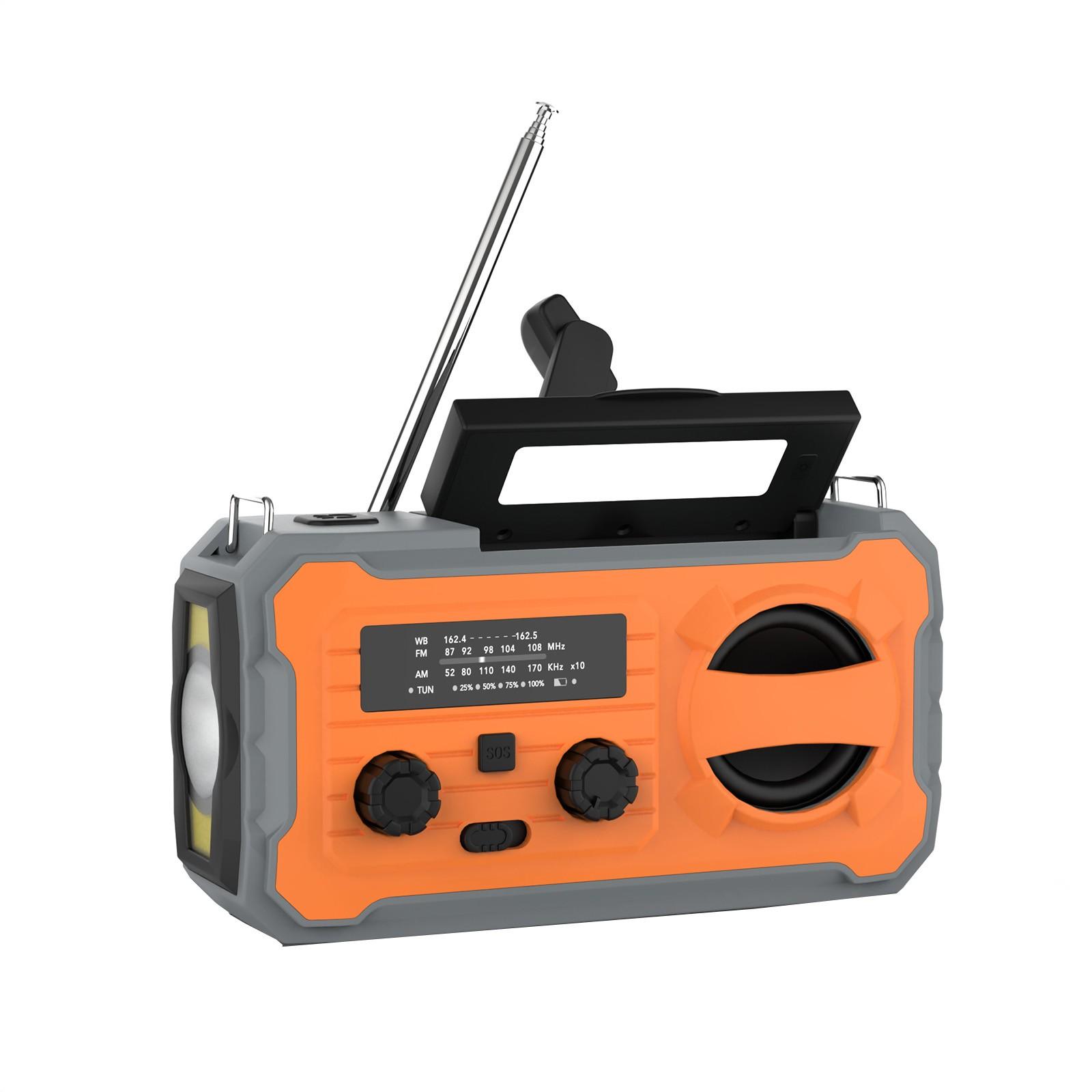 

Аварийное радио с ручным управлением, 4000 мАч метеорологическое радио с AM/FM/NOAA, солнечная батарея, One Size оранжевый