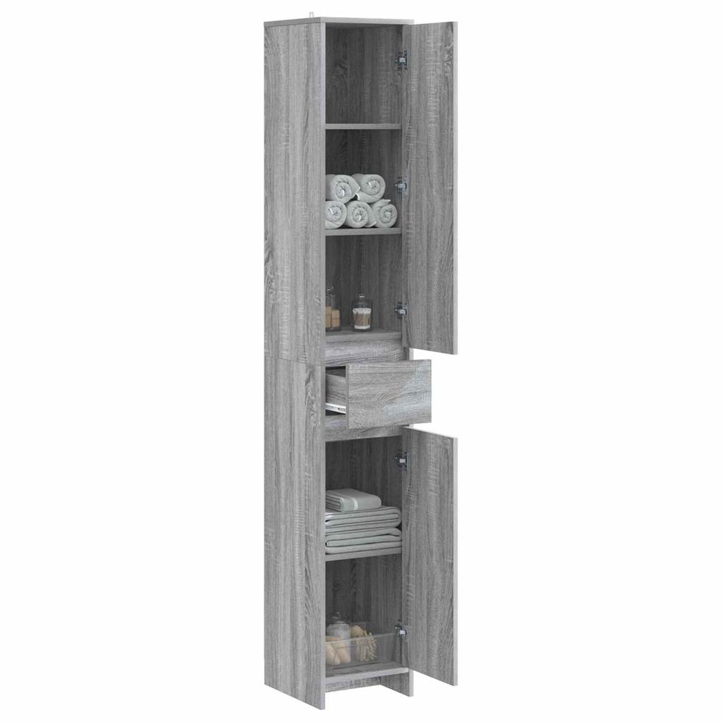 Bathroom Cabinet Gray Sonoma 30 x 33 x 190 cm Particleboard