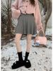Grey Slimming High-Waisted Knit A-line Skirt - Women's 2025 Retro Korean Style Short Skirt