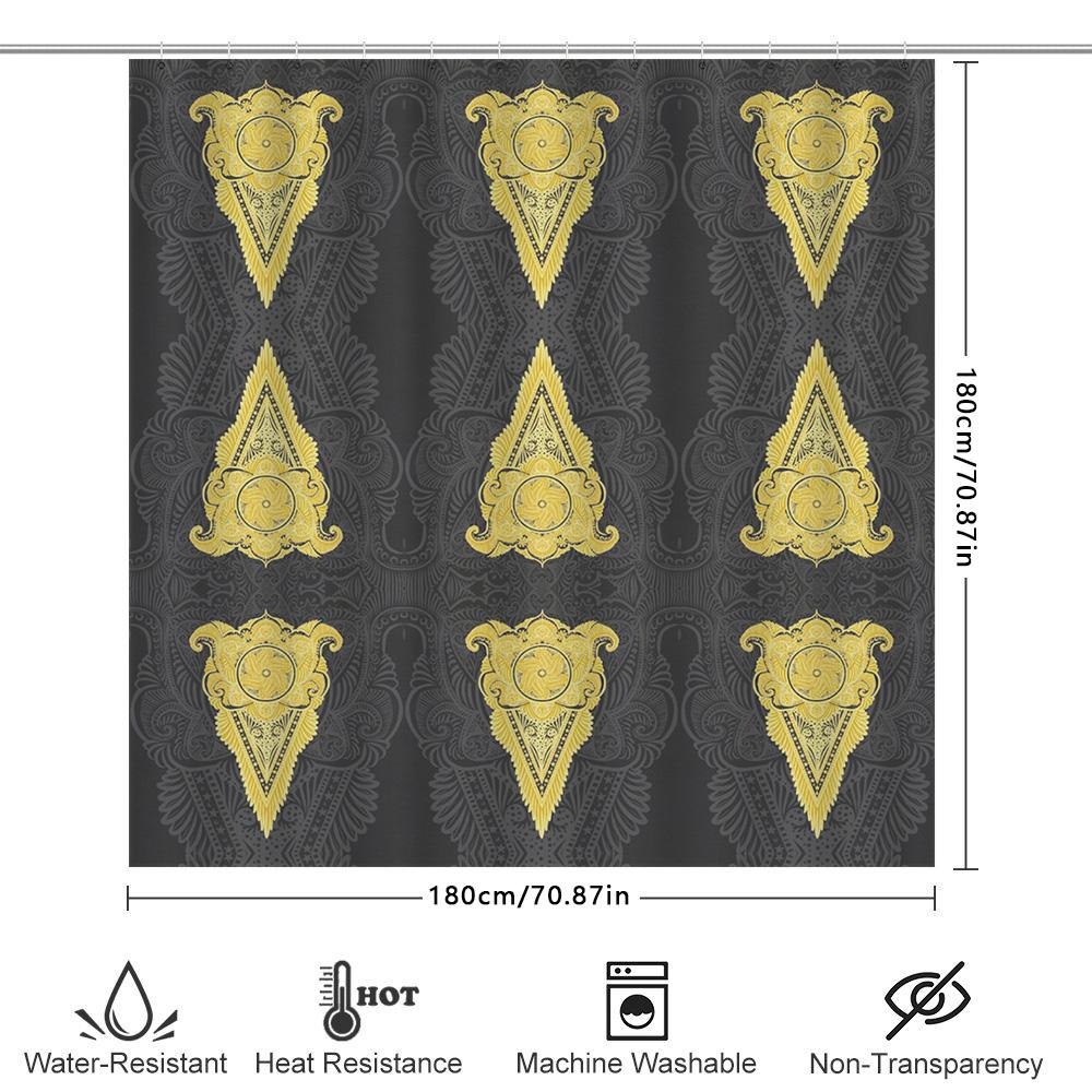 Gold Plated Decorative Shower Curtain Set with Tassel Rod Pocket for Bathroom Home Decoration Gray Yellow