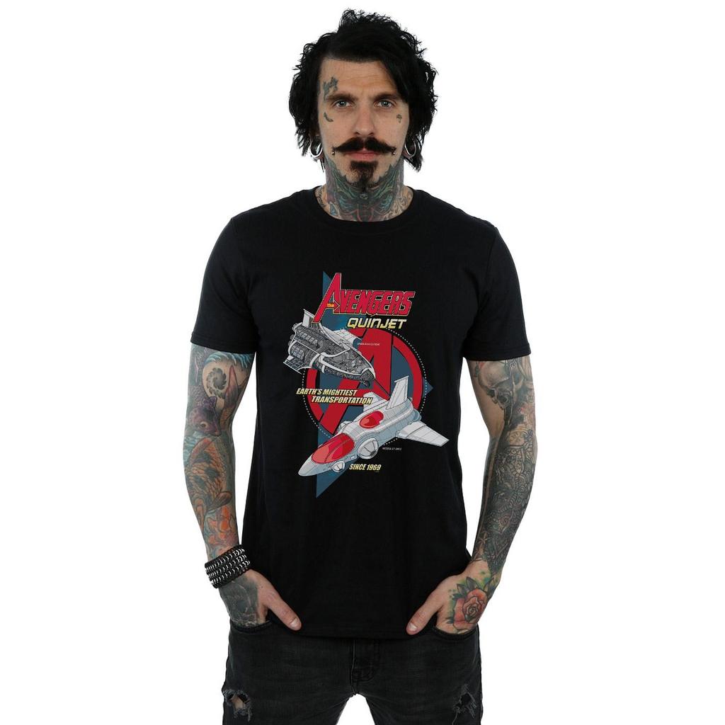 Marvel Mens The Avengers Quinjet 1969 T-Shirt