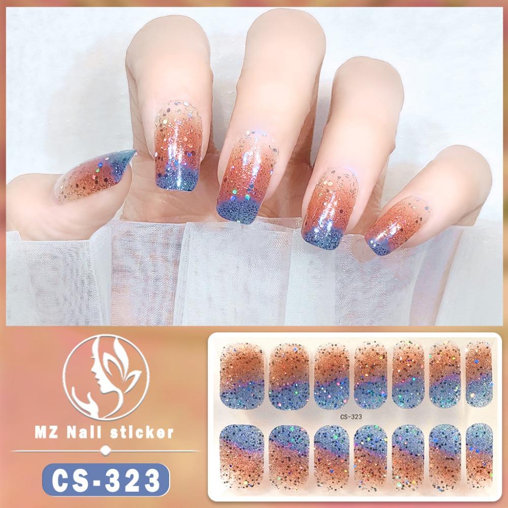 Nail Sticker Waterproof No-bake Gel Nail Polish Film Full Sticker Korean Multi-color Scallion Powder Nail Sticker Nail Sticker
