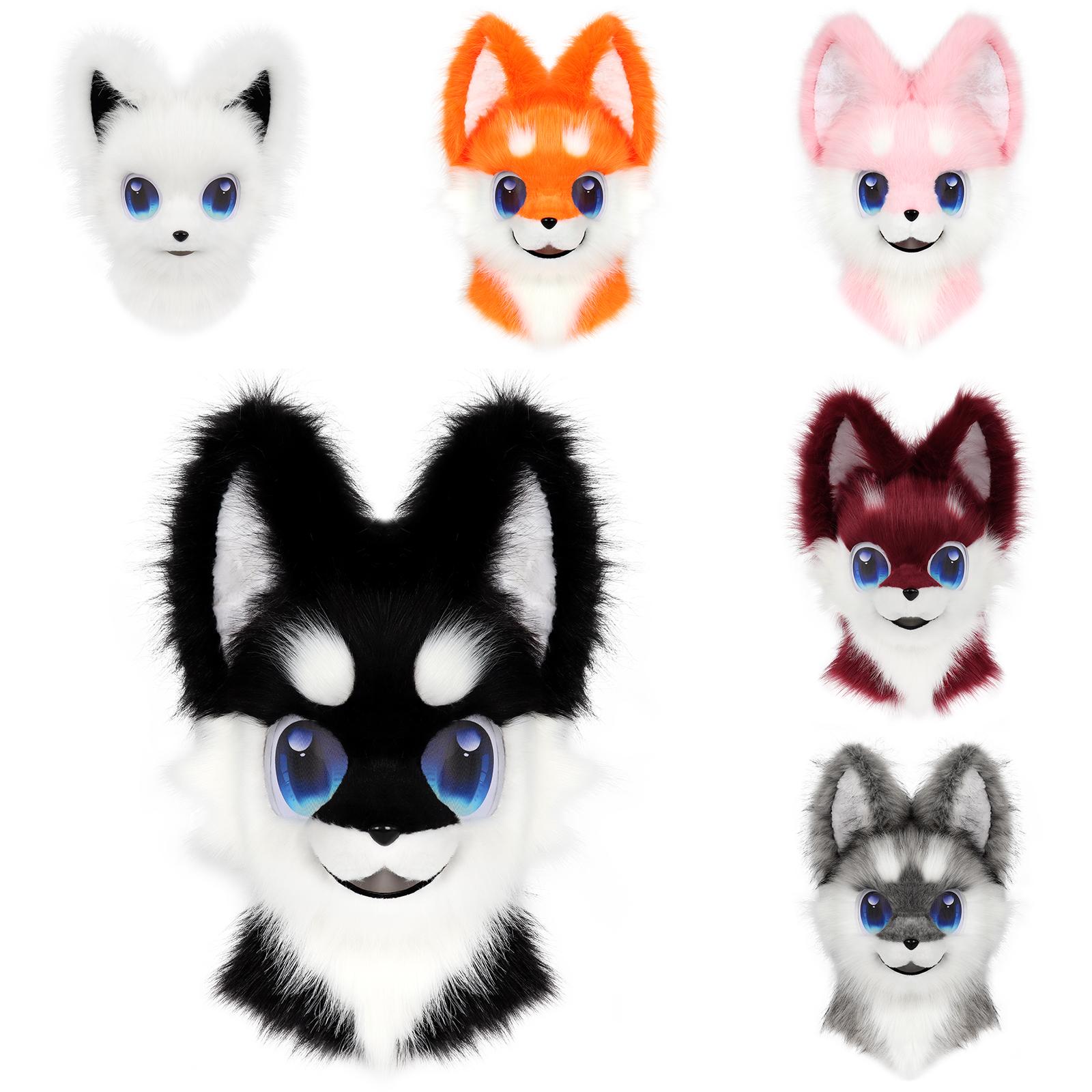 Yiran Sexy Lingerie Animal Head Mask Furry Fursuit Plush Dog Fox Masks For Parties Cosplay Costume Accessory