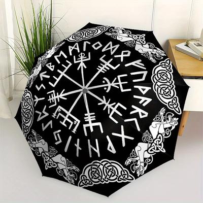 Vegvisir Viking Compass Norse Symbol Decal Waterproof  Umbrella, Portable 3-Fold Umbrella for Men & Women,Christmas Gift ES167