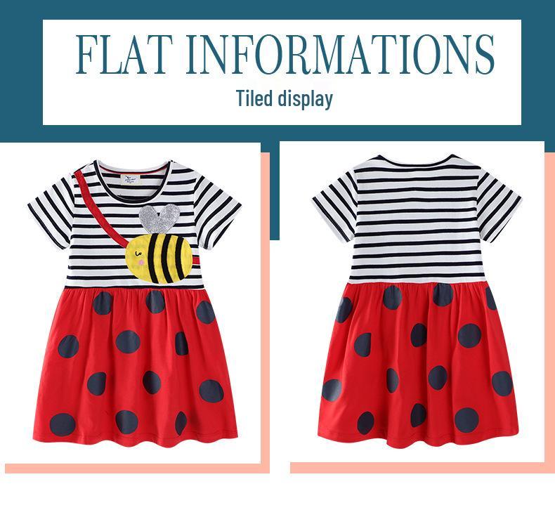Little Bee Girls' Mesh Skirt - Mid-Size, Round Neck, Summer Fashion Princess Dress