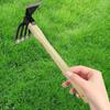 Hand Cultivator with Wooden Handle Garden Hand Rake Tool Dual-purpose Hoe Garden Hand Hoe & Tiller for Loosening Or Weeding Soil