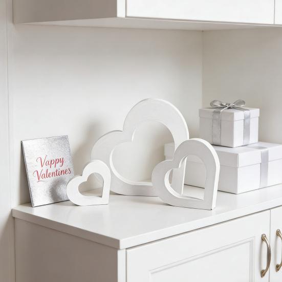 3 Stück Tag Romantisches Herzform Schild Holz Herz Mittelstück Valentinstag für Tisch Kamin Party Dekoration