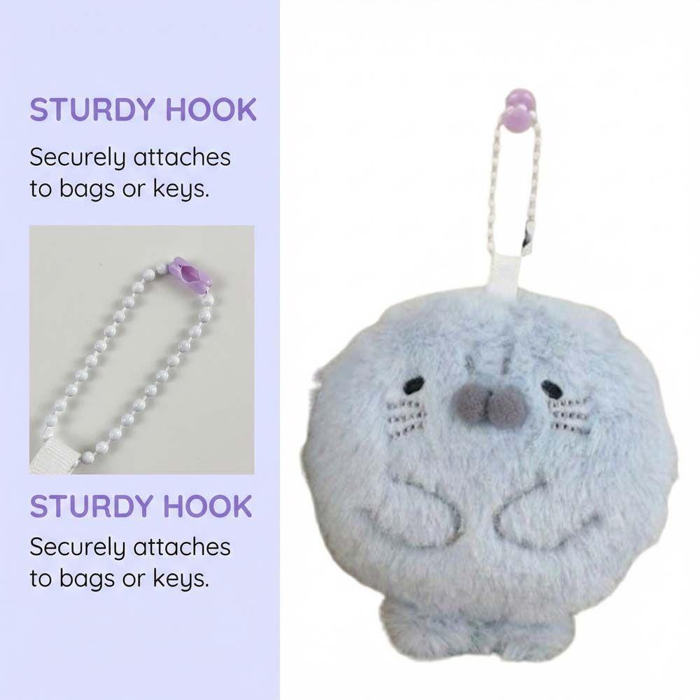 Metal Ring Seal Plush Keychain Bag Charms Seal Plush Key Ring Seal Doll Pendant  Women Girls