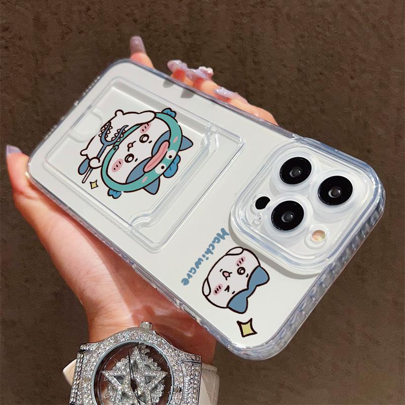 Card Slot Holder Silicone Wallet Pocket Case For Xiaomi Redmi Note 12 13 Reno 12F 13F 14F Samsung S23 S24 S25 Infinix Note 30 Cover Clear Phone Bumper
