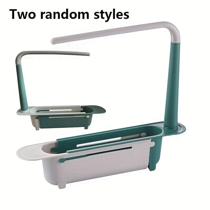 

Expandable Kitchen with Sink Storage Rack and Drainage Basket for Storing Cloths, Brushes, Utensils зелёный