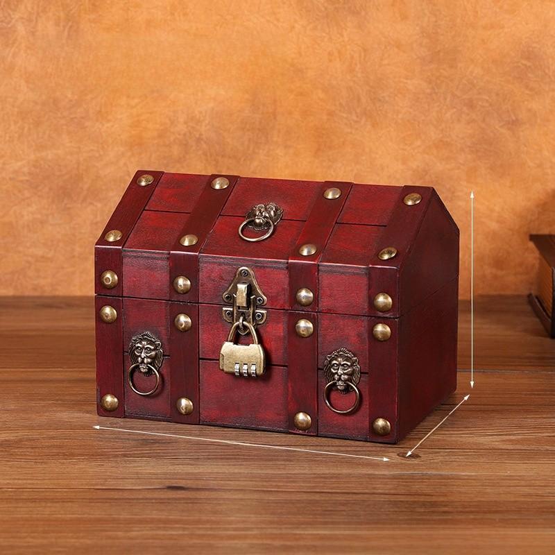 Retro Wooden Desktop Jewelry Box With Lid For Organizing And Display Decoration