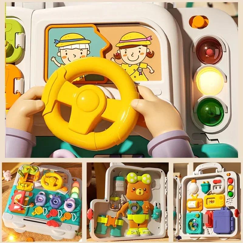 Non-Toxic Baby Sensory Busy Board Montessori Toys Music Lights Switch Multifunction Travel Play Early Educational Activities Toy For Kids