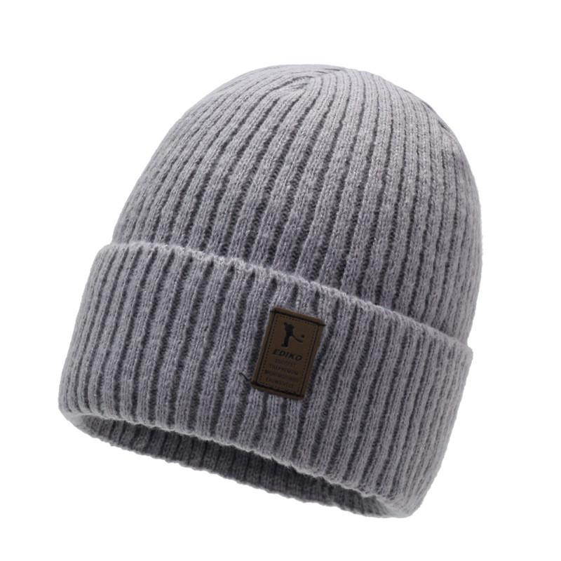 Knitted Hat For Men With Letter R Design Warm Windproof Winter Cap For Casual Style
