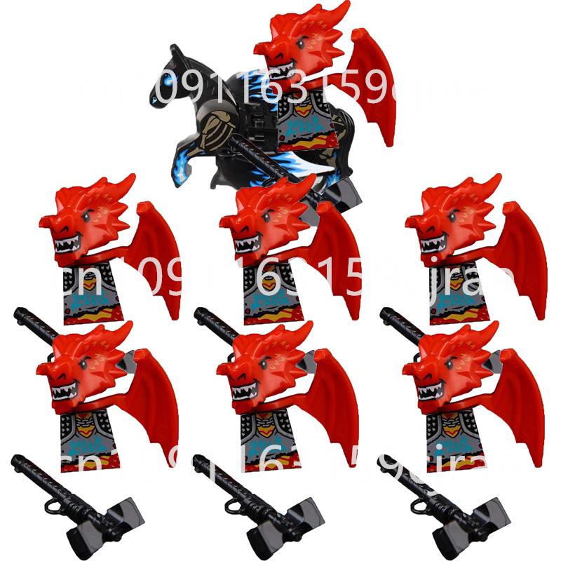 Kompatybilne MOC Średniowieczne Klocki Budowlane Postacie Żołnierze Smoczy Rycerze Czarny Lew Orzeł Zabawka Prezent Klocki Rolnik Żołnierz X048