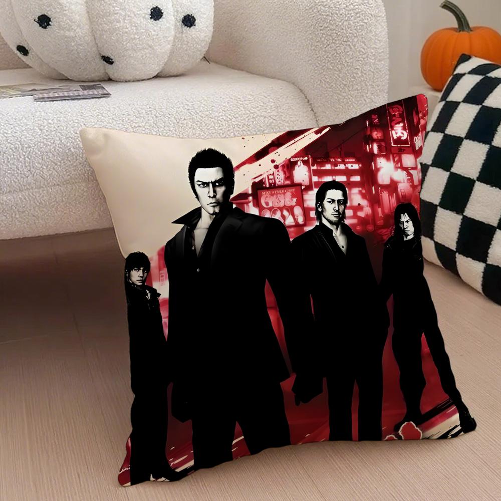game action akuza LLike a DDragon Cushion Cover Throw Pillow Cover Hidden Button Durable Polyester Chair Cushion