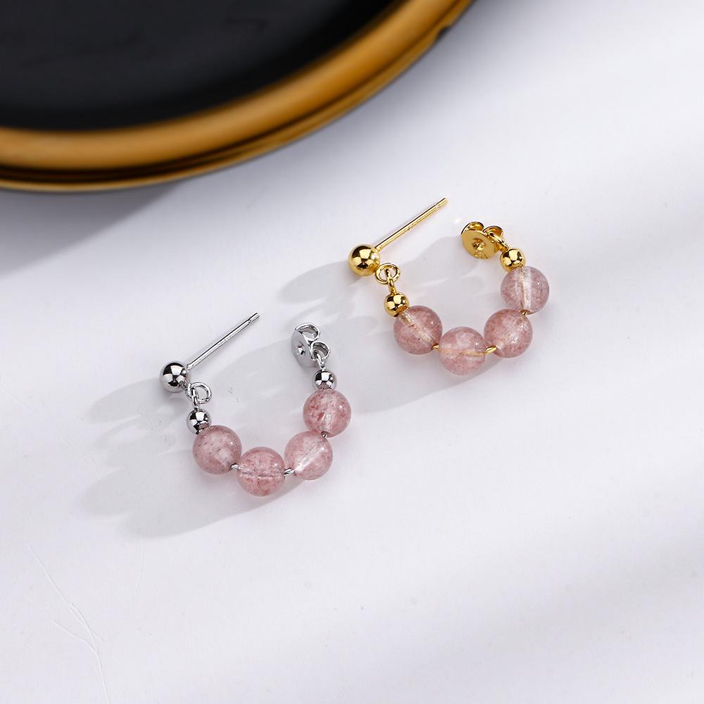 Stream Erdbeerkristall Ohrringe Neujahrsgeschenk Süße Rosa Perlenohrringe Persönlichkeit Süßer Wind