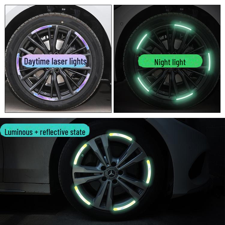 Colorful Reflective Tire Strips: Luminous Car & E-Bike Wheel Stickers for Decoration and Safety