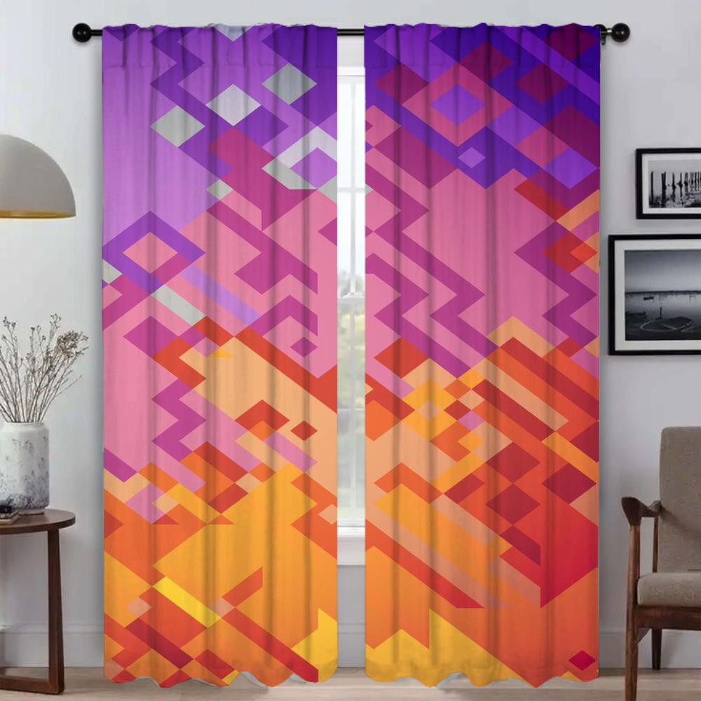 Painted Design Window Curtain for Room 2 Panel Modern Living Room Curtains 2 Pieces Partition Shades Home Interior Curtains