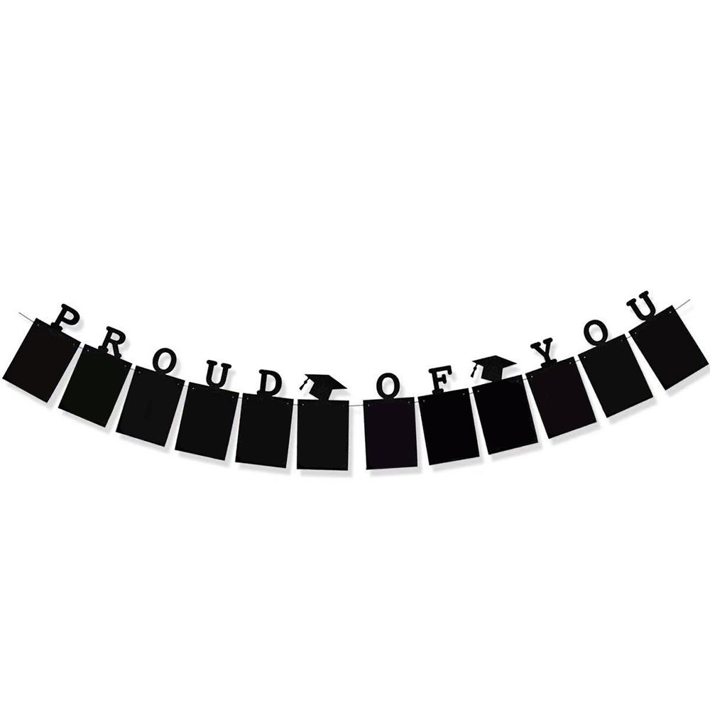 Runtowo 1Set Proud of you Grade Graduation Photo Banner ,Graduation Season Paper Photo Frame Hanging Flag