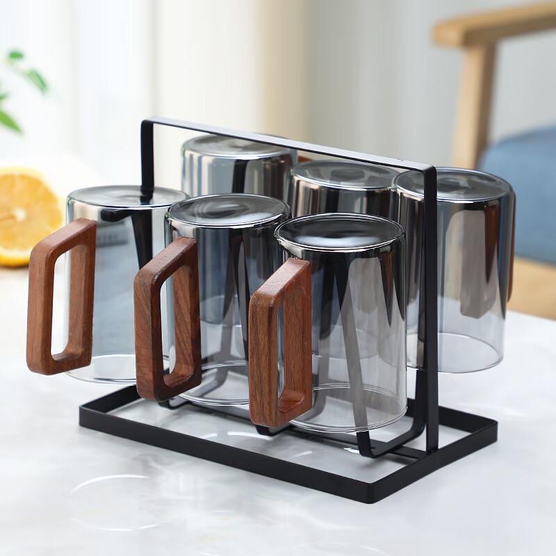 Naijiang Glass Water Cup Set with Wood Handle