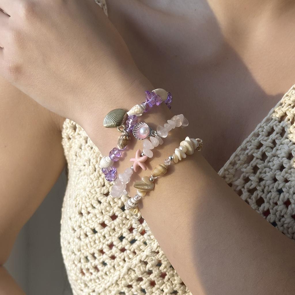 Bohemia Starfish Conch Beads Bracelet For Women Handmade Irregular Crystal Stone Beaded Bracelet Summer Beach Party Jewelry Gift