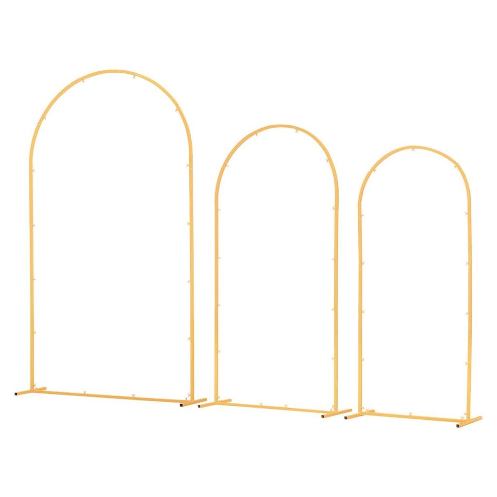 Arch Backdrop Stand, Set of 3, 2.2/2/1.8 m , Stable Structure, Easy Assembly, Gold Metal Arch Backdrop Stand for Wedding, Birthday Party, Graduation,
