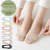Women's Lace Ankle Socks, Summer Ice Silk Seamless, Sweat-Absorbing, Breathable, Cotton Sole, Silicone Anti-Slip